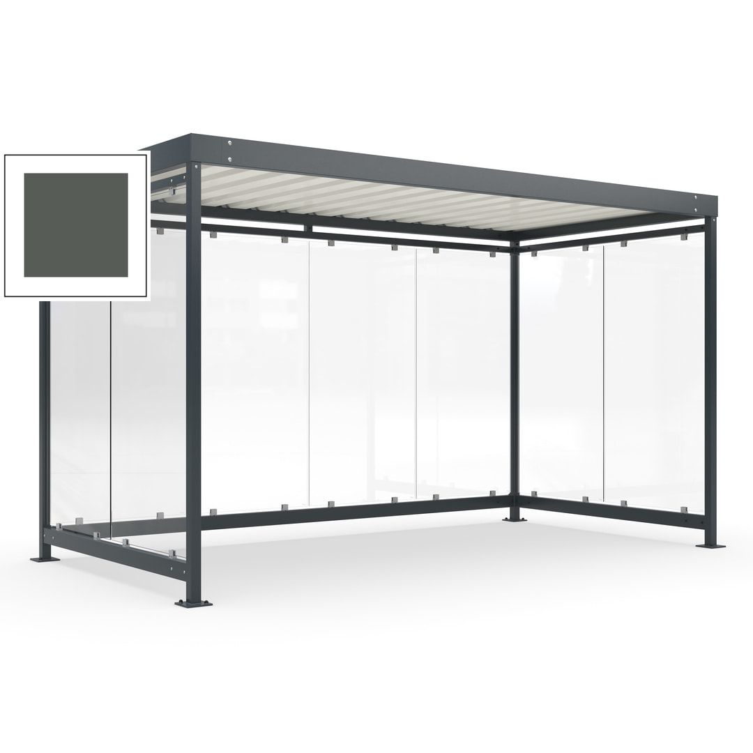 Fahrradunterstand, Fahrgastunterstand, Bushaltestelle, Bausatz, 12-13 Personen, 2.510 x 4.195 x 2.165 mm (HxBxT), 8 Wände, Achatgrau