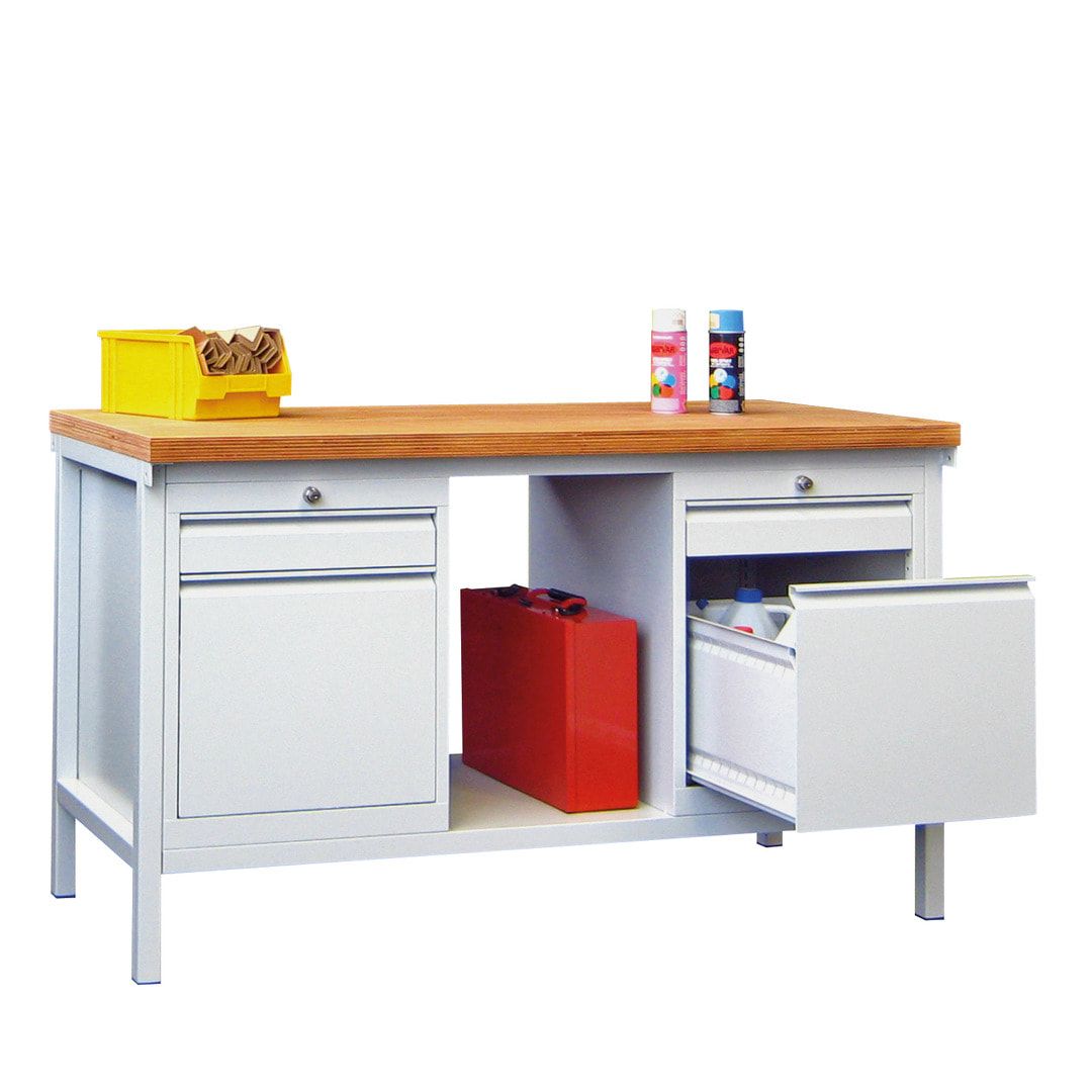 Werkbank mit Schubladenblöcken - 900 x 1.500 x 700 (HxBxT) - anthrazitgrau