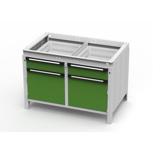 OTTOKIND Werkbank - bündige Arbeitsplatte - 850 x 1.150 x 750 mm (HxBxT) - 2 Schubladen - 2 Schränke - lichtgrau