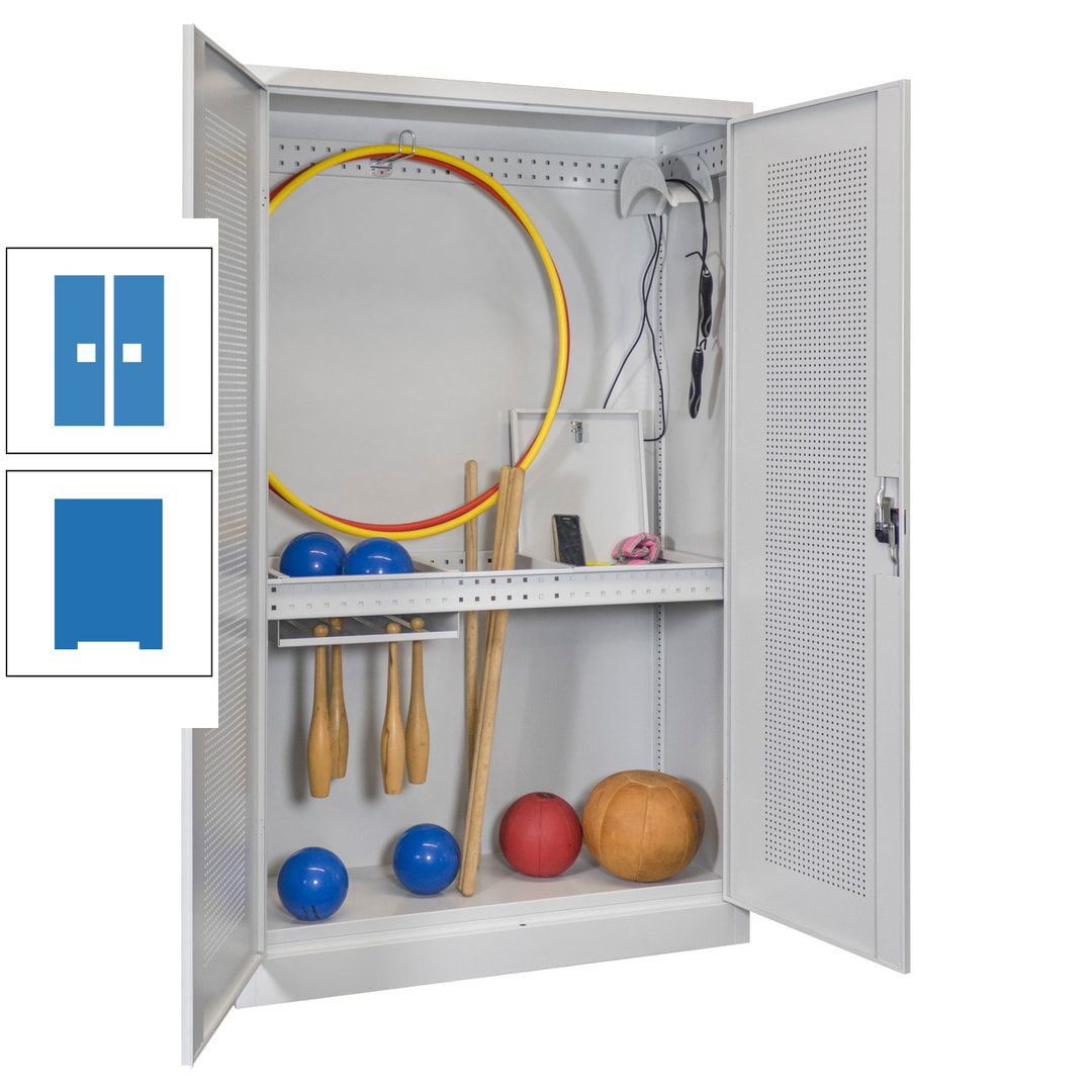 Sportschrank - Lochfeldtüren - Variante 1 - 1.950x1.200x500 mm (HxBxT) - anthrazitgrau