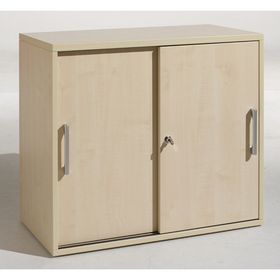 Anstell-Schiebetürenschrank, Holz, 2 Ordnerhöhen, Einlegeboden, abschließbar, Stellfüße, 720 x 425 mm (HxT), Breite, Frontfarbe/Korpusfarbe wählbar