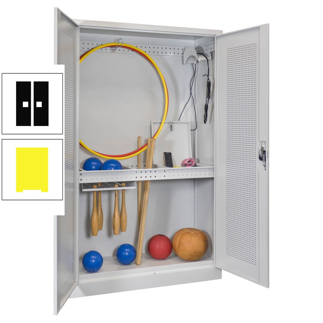 Sportschrank - Lochfeldtüren - Variante 1 - 1.950x1.200x500 mm (HxBxT) - anthrazitgrau