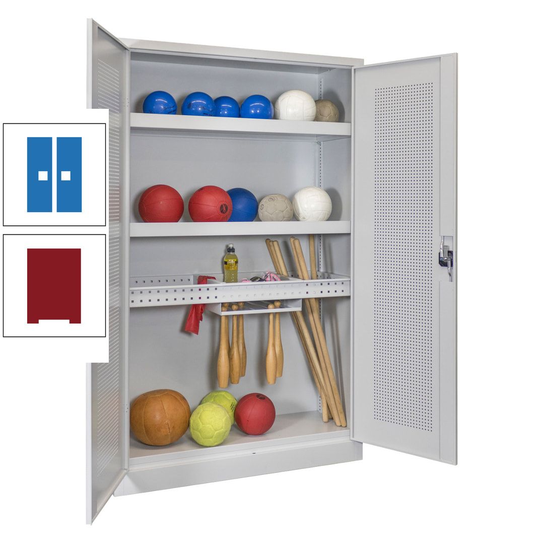 Sportschrank - Lochfeldtüren - Variante 2 - 1.950x1.200x500 mm (HxBxT) - anthrazitgrau