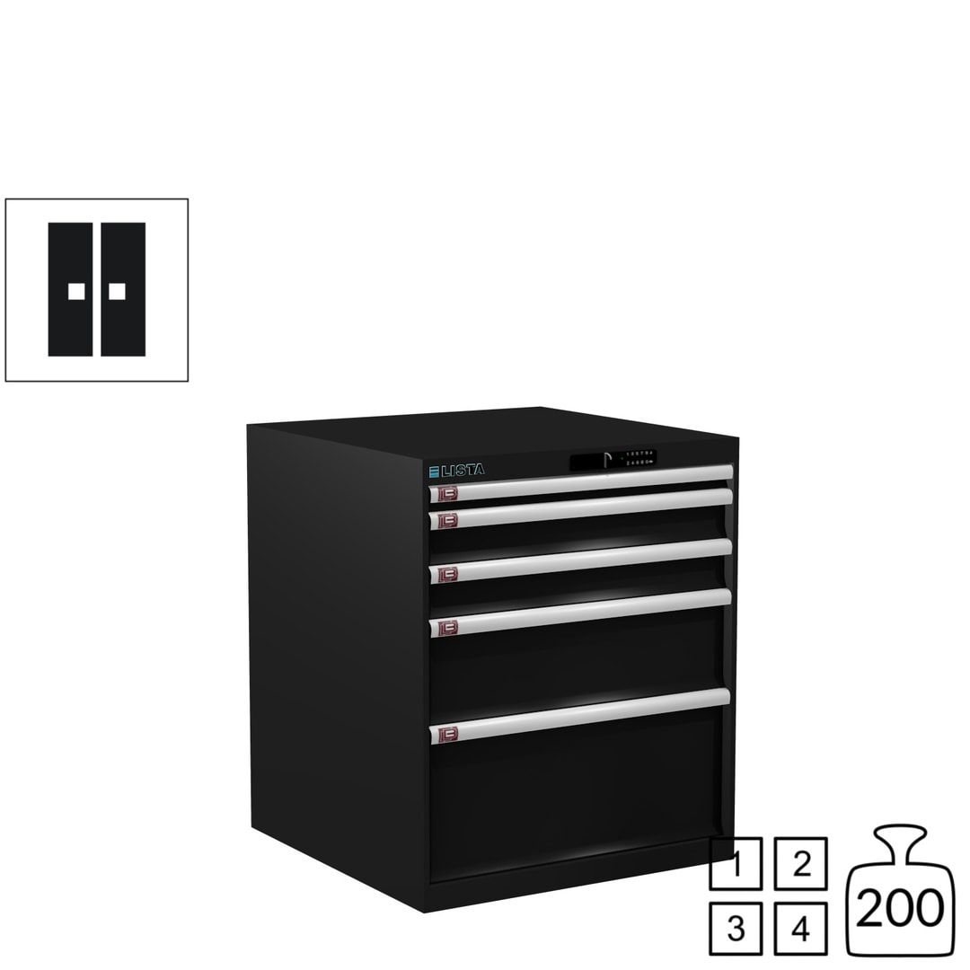 Lista Schubladenschrank - 14.411.010 - 850x717x725 mm (HxBxT) - 5 Schubladen - 75 kg - Key Lock - lichtblau (RAL 5012)