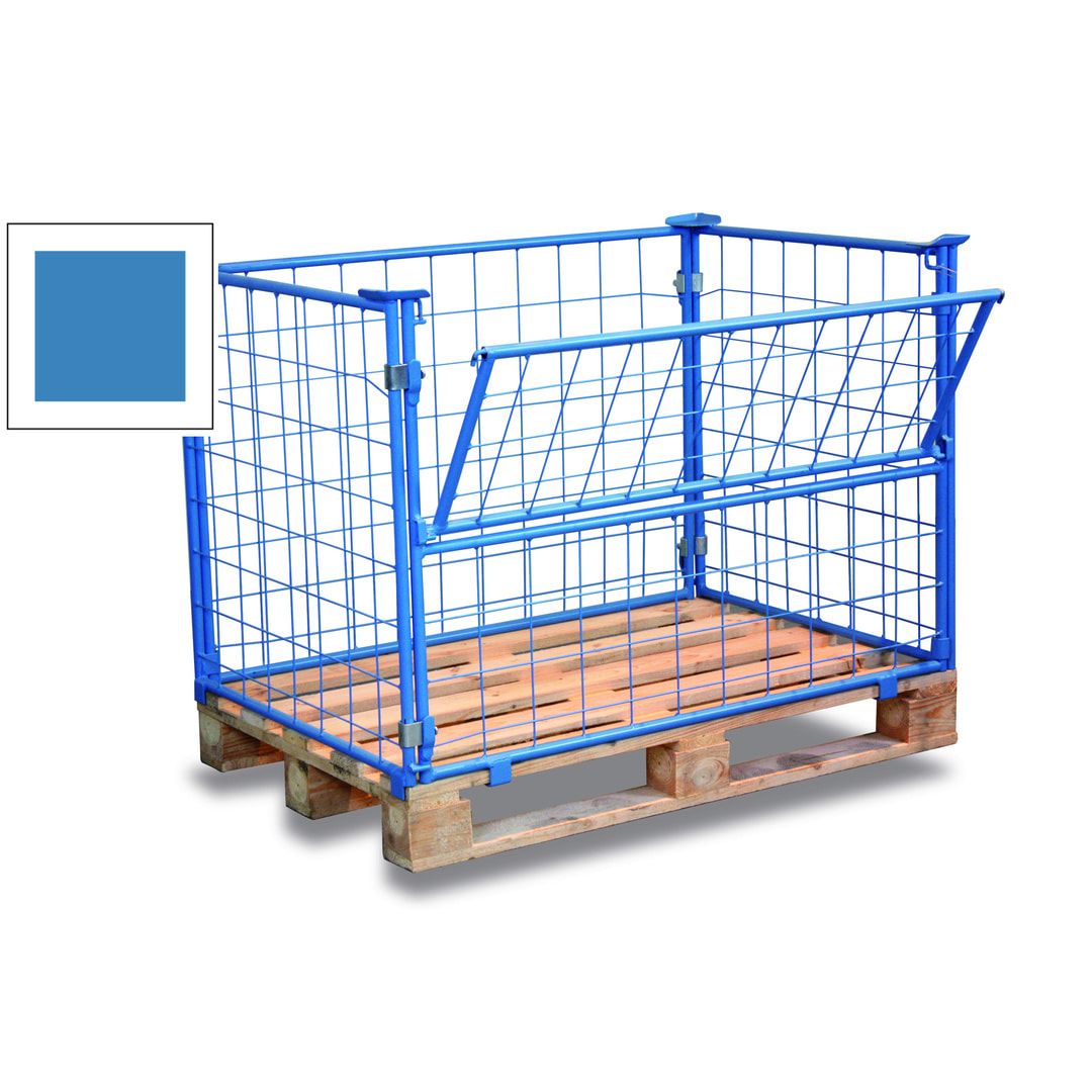 Palettenaufsatzrahmen für Europalette - 1.000 kg - Höhe 1.000 mm - 4-fach stapelbar - Gitter 1x klappbar - lichtblau
