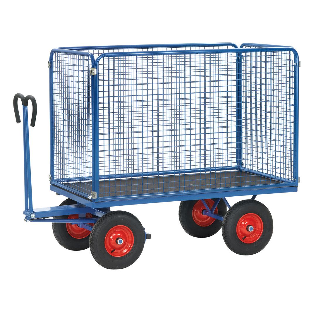 Fetra - Handpritschenwagen - Traglast 1.250 kg - (BxT) 1.000 x 2.000 mm - Drahtgitterwände 1.000 mm - Luft
