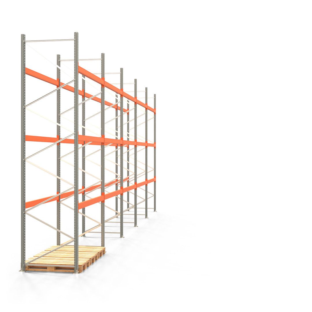 Palettenregal ARTUS - 4 Ebenen - Fachlast 2.100 kg - 4.500 x 11.225 x 1.100 mm (HxBxT) - 4 Felder - Schwerlastregal
