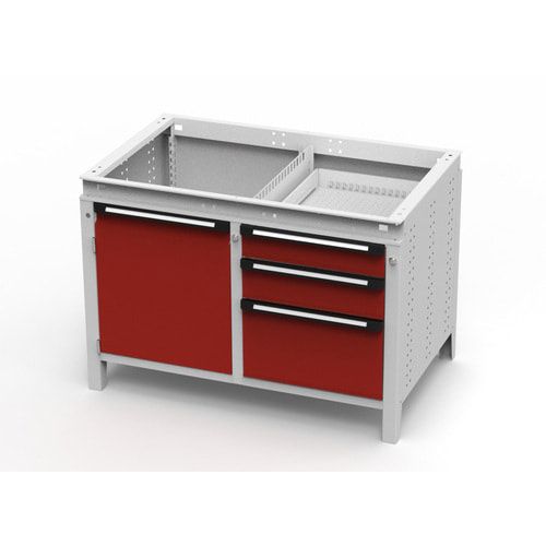 OTTOKIND Werkbank - bündige Arbeitsplatte - 850 x 1.150 x 750 mm (HxBxT) - 3 Schubladen - Schrank - lichtgrau