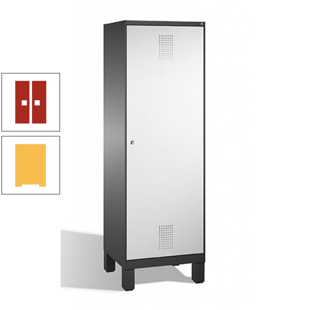 Doppel-Spind, Garderobenschrank, 1 Tür für 2 Abteile a 300 mm, Korpus anthrazitgrau, Türen anthrazitgrau, 1.850 x 600 x 500 mm (HxBxT)