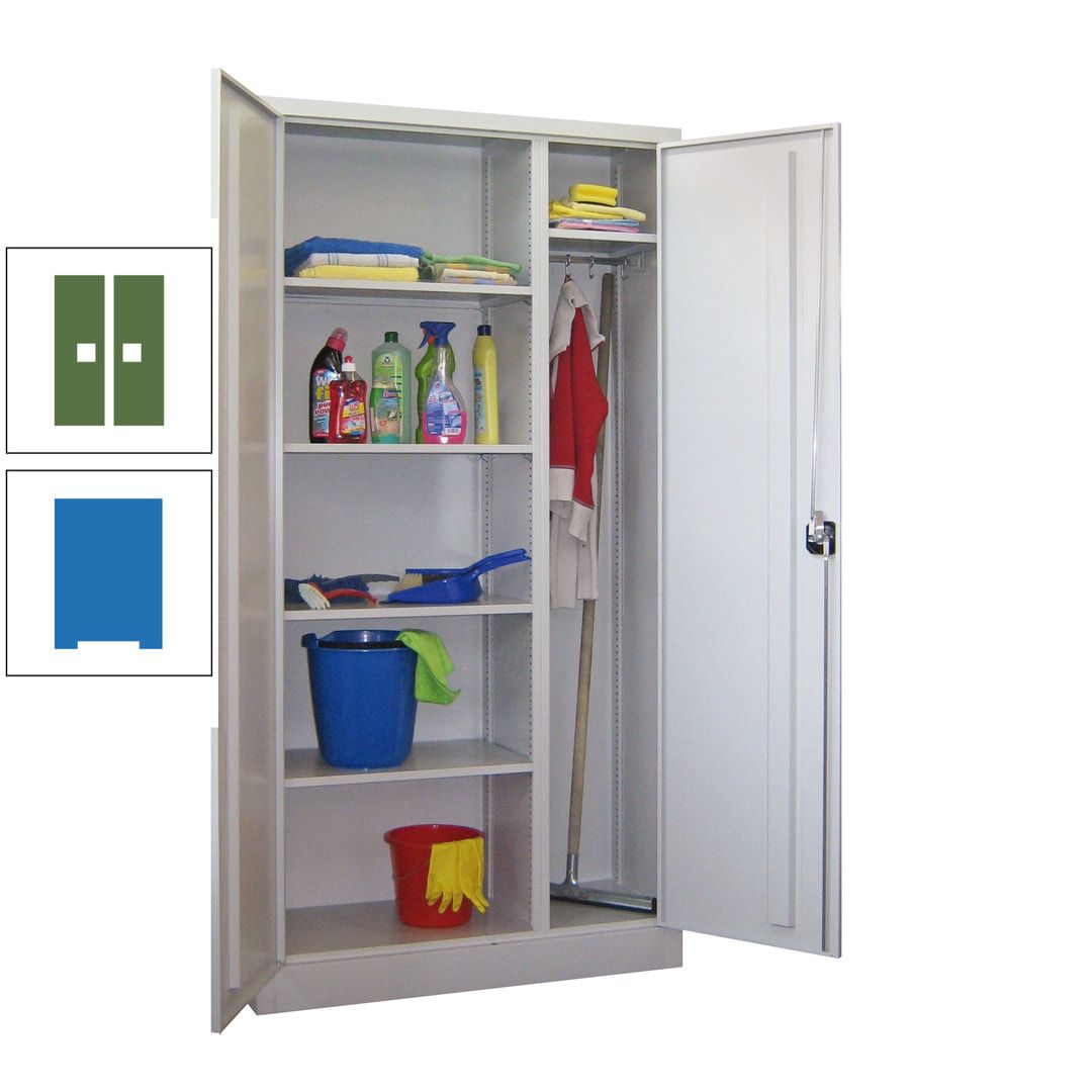 Putzschrank mit Trennwand - 1.950x1.000x400 mm (HxBxT) - Böden pulverbeschichtet - anthrazitgrau