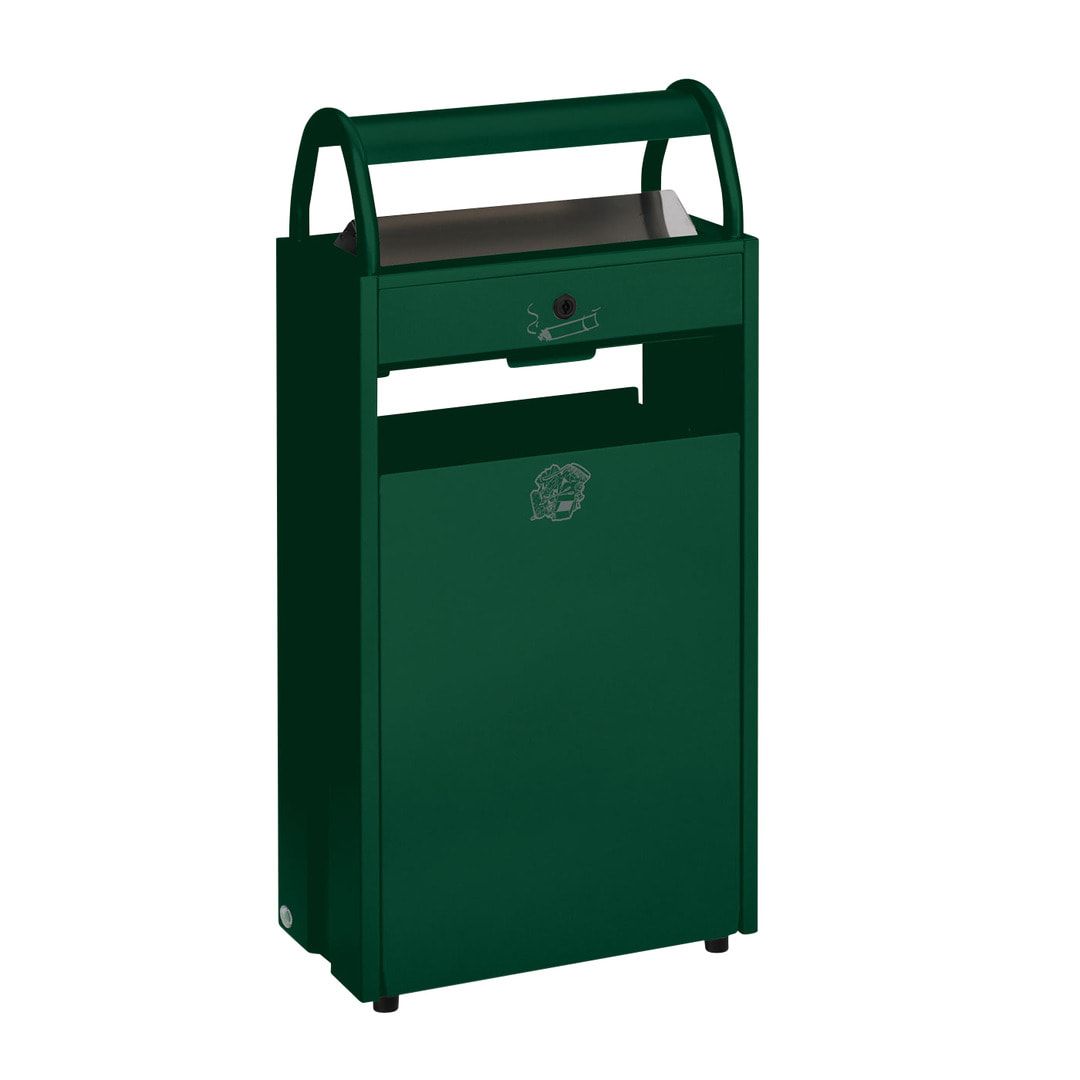 Abfallsammler mit Ascher und Schutzdach - Volumen 60 l - Ascher 9 l - 960 x 480 x 250 mm (HxBxT) - anthrazit