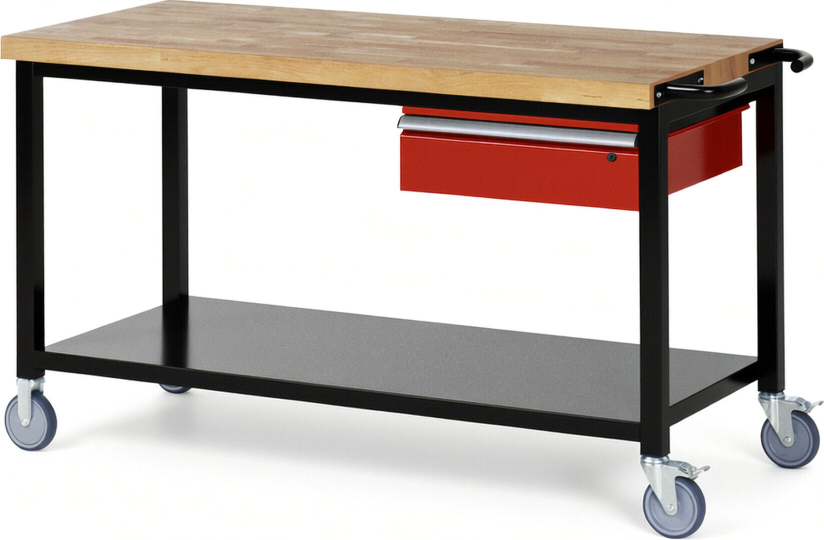 Mobile Werkbank mit Ablageboden - 1 Schublade - 150:1 - höhenverstellbar 880-1.080 mm - 1.500 x 700 mm (BxT) - 450 kg - Anthrazitgrau