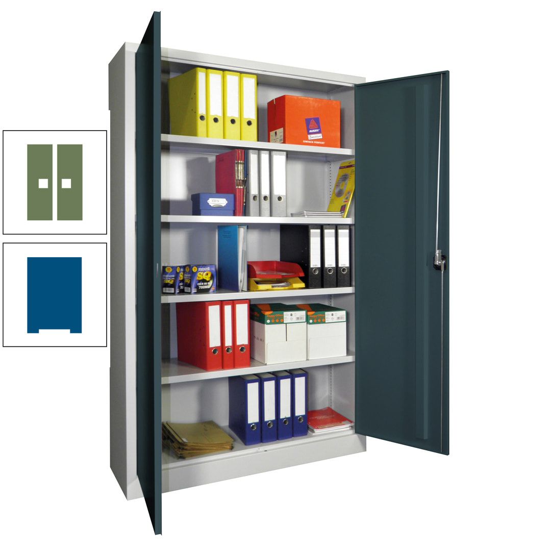 Aktenschrank - Vollblechtüren - 1.950x1.200x400 mm (HxBxT) - 4 Einlegeböden verzinkt - Zylinderschloss - anthrazitgrau