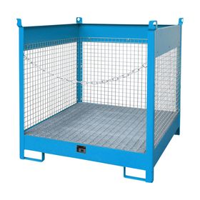 Fass-Stapelpalette - für 4 x 200-l-Fässer - Volumen 220 l - 1.435 x 1.410 x 1.410 mm (HxBxT) - Drahtgitterwände