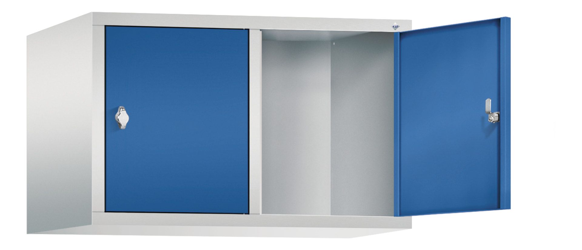 Aufsatzschrank für Spinde und Schließfachschränke, 2 Abteile, Korpus anthrazitgrau, Türen anthrazitgrau, 500 x 810 x 500 mm (HxBxT), Stahlschrank
