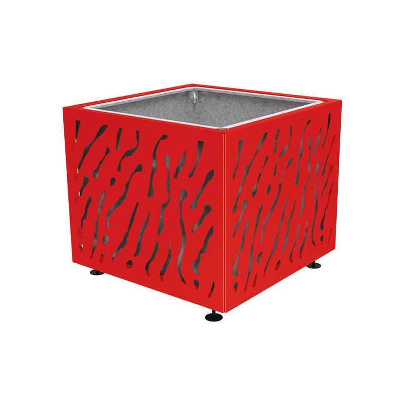 Pflanzbehälter, Stahlblech fvz, einfarbig, innen feuerverzinkt mit Verladungsgriffen, verstellbare Füße, 870 x 990 x 990 mm (HxBxT), enzianblau