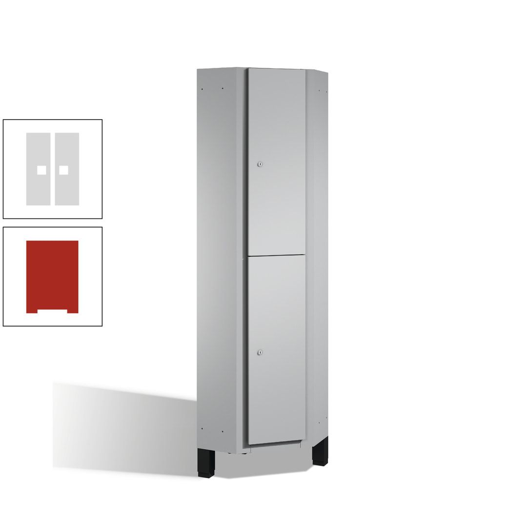 Eckschrank, Spind, auf Füßen, 2 Personen, 1.980 x 500 mm (HxT), Korpus anthrazitgrau, Tür anthrazitgrau