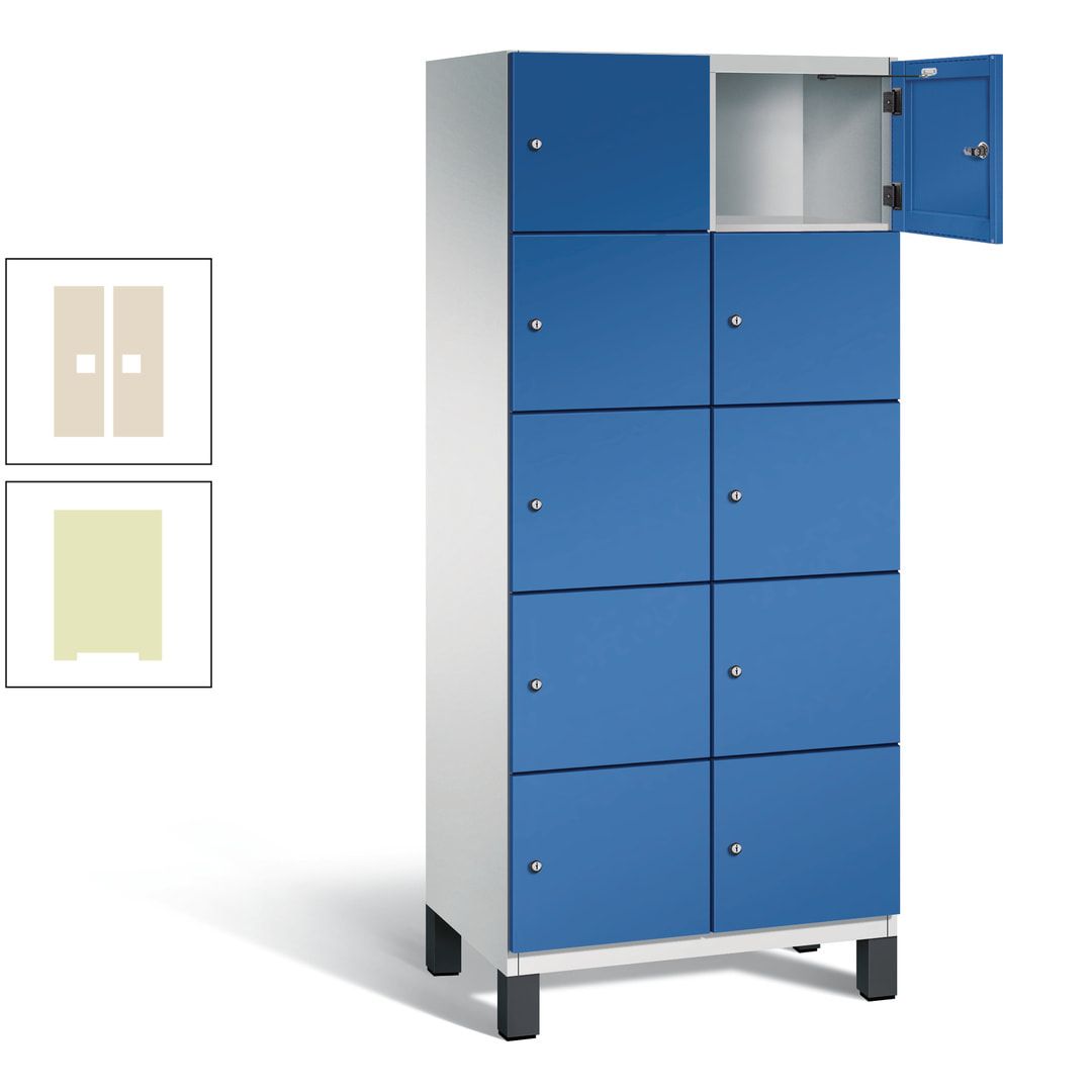 Fächerschrank, Stahlschrank, 10 Fächer, Türöffnungsbegrenzer, Füße, 1.980 x 800 x 525 mm (HxBxT), Korpus anthrazitgrau, Front anthrazitgrau