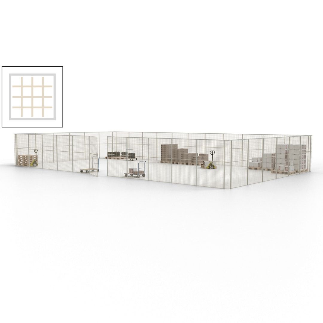 Maschinen Schutzgitter - Hallentrennwand - Sicherheitszaun - Tür - 51 m - 2.200 x 16.900 x 9.400 mm (HxBxT) - enzianblau