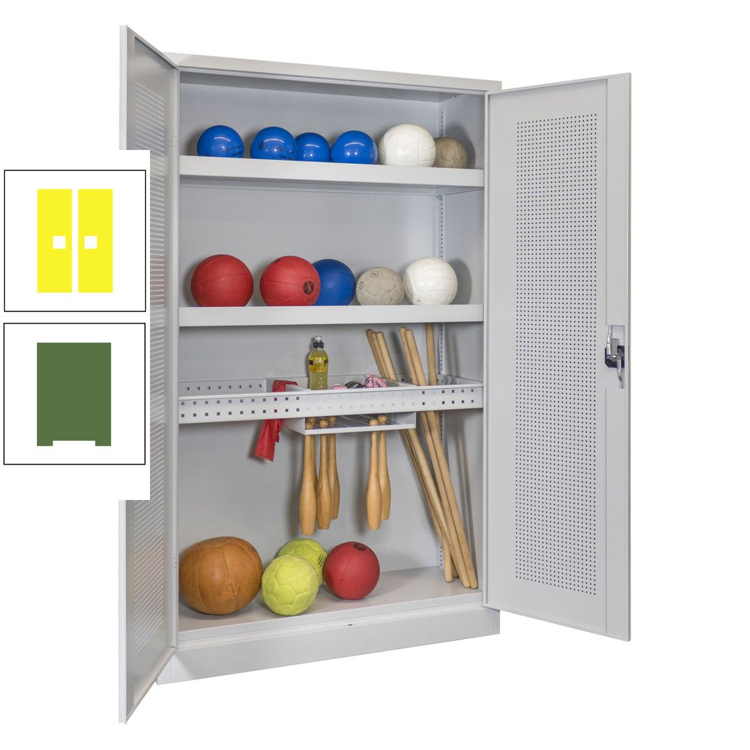 Sportschrank - Lochfeldtüren - Variante 2 - 1.950x1.200x500 mm (HxBxT) - anthrazitgrau