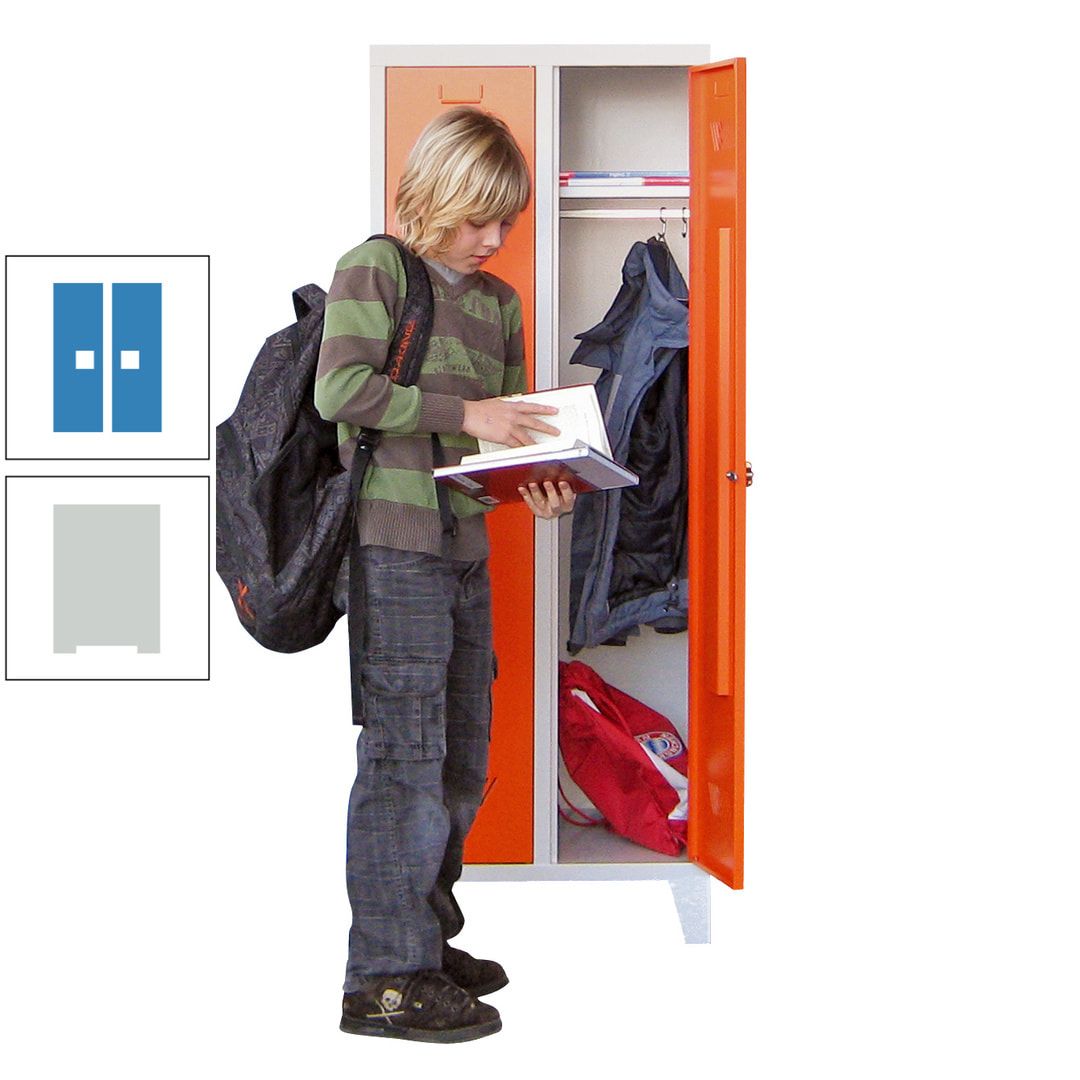 Spindschrank f. Schulen - mit Füßen - Höhe 1.600 mm - 3 Abteile a 300 mm - Drehriegel - anthrazitgrau