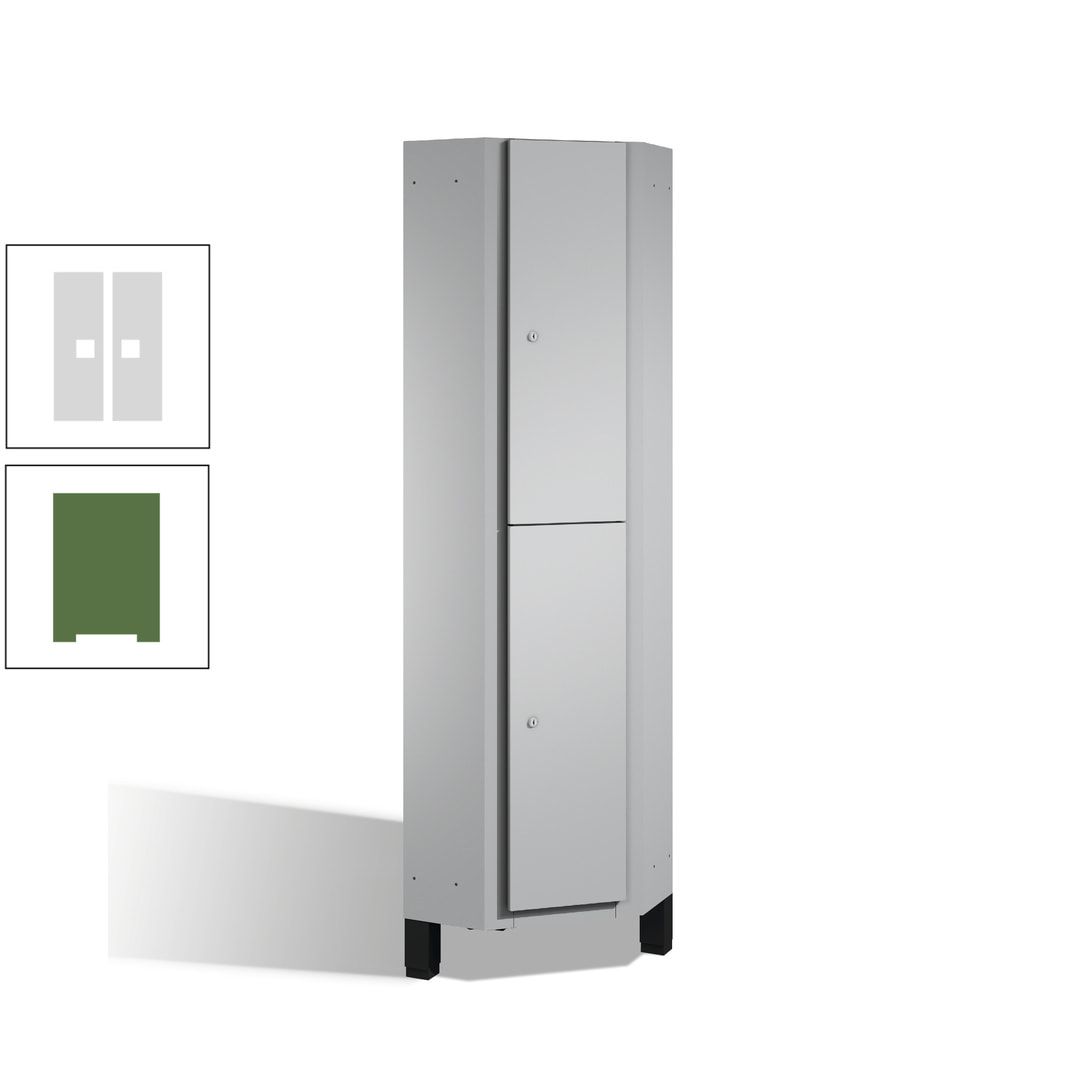 Eckschrank, Spind, auf Füßen, 2 Personen, 1.980 x 500 mm (HxT), Korpus anthrazitgrau, Tür anthrazitgrau