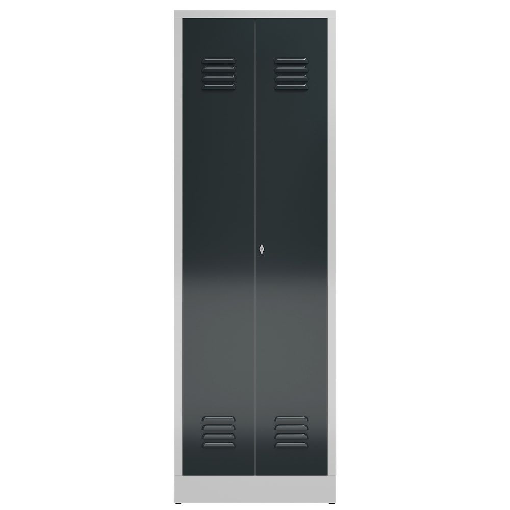 Mehrzweckschrank, Garderobenschrank, 2 Abteile, 6 Fächer, 1.800 x 590 x 500 mm (HxBxT), Drehriegel, Stahl, Korpus: lichtgrau, Front: anthrazitgrau