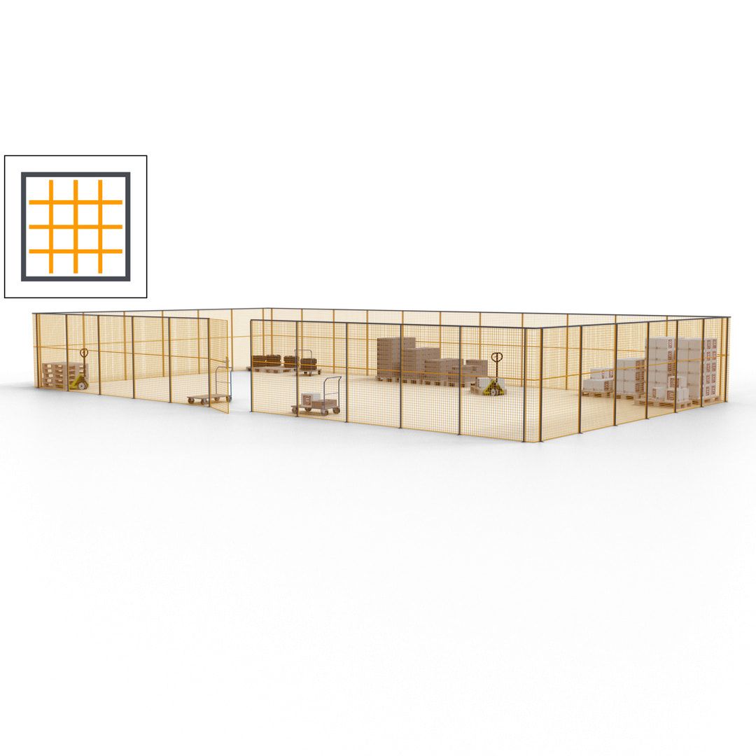 Maschinen Schutzgitter - Hallentrennwand - Sicherheitszaun - Tür - 51 m - 2.200 x 16.900 x 9.400 mm (HxBxT) - enzianblau