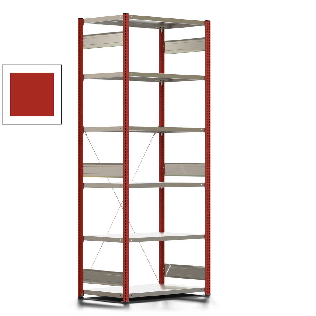 Fachbodenregal mit Tiefenriegel - 150 kg - 2.500 x 1.005 x 600 mm (HxBxT) - Anbauregal - Rahmen enzianblau - Böden verzinkt, Steckregal BERT