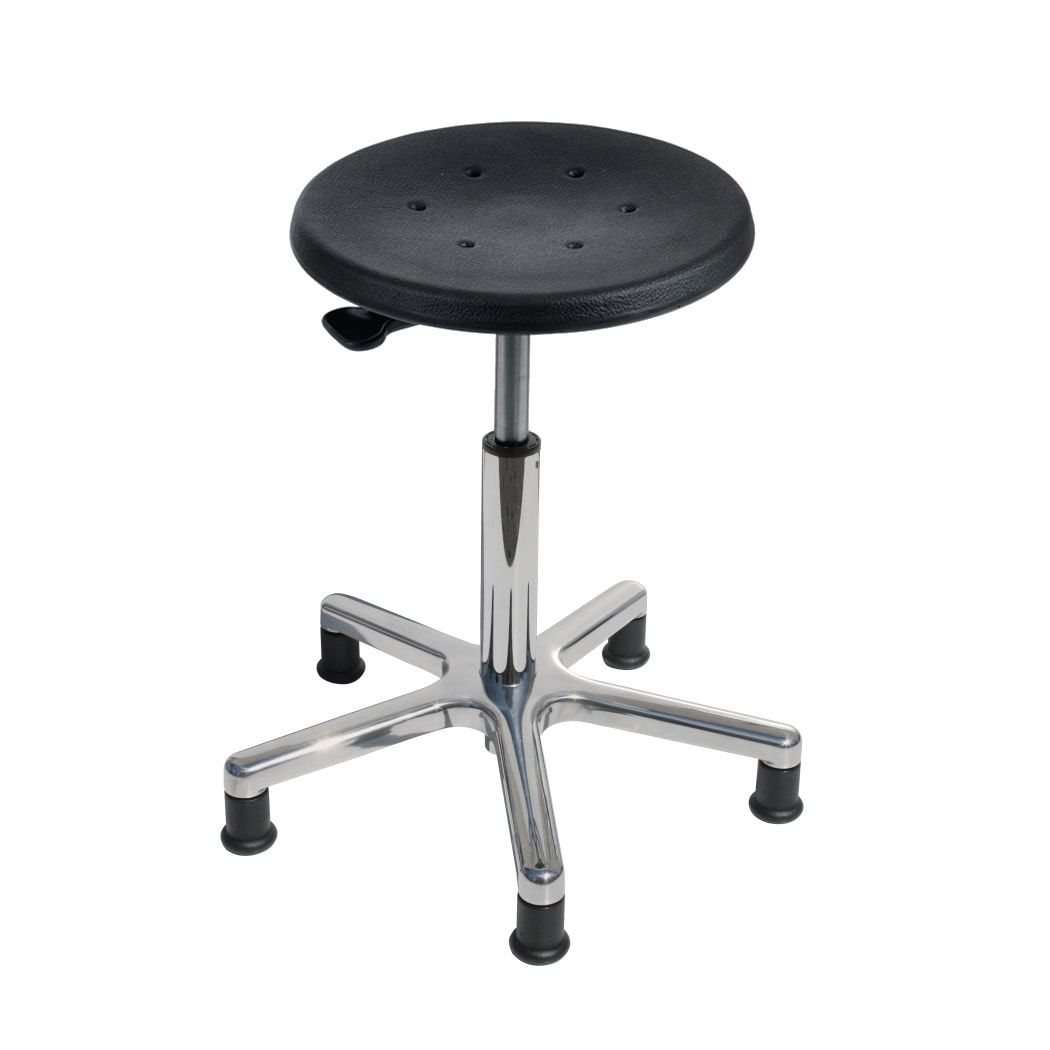 Arbeitshocker - Sitzhöhe 460 - 640 mm - Hebelauslösung - PU schwarz - Aluminium Fußkreuz mit Gleitern