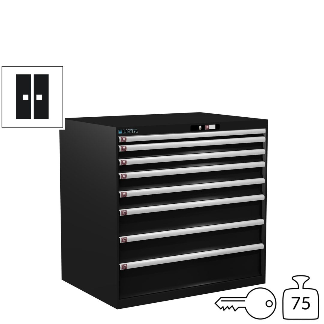 Lista Schubladenschrank - 12.541.010 - 1.000x1.023x725 mm (HxBxT) - 8 Schubladen - 200 kg - Key Lock - lichtblau (RAL 5012)