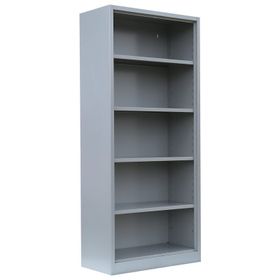 Aktenregal, Ordnerregal, Büroregal, 5 Fächer, Stahl, pulverbeschichtet, 1.800 x 800 x 383 mm (HxBxT), Farbe: lichtgrau