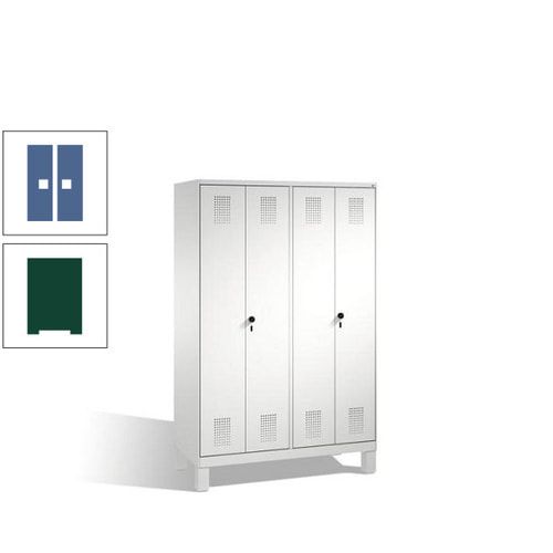 Doppel-Spind, Doppeltüren, Garderobenschrank mit Füßen, 4 Abteile a 300 mm, Korpus anthrazitgrau, Tür anthrazitgrau, 1.850 x 1.200 x 500 mm (HxBxT)
