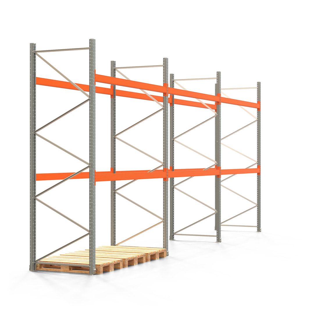Palettenregal ARTUS - 3 Ebenen - Fachlast 2.100 kg - 3.500 x 11.225 x 1.100 mm (HxBxT) - 4 Felder - Schwerlastregal