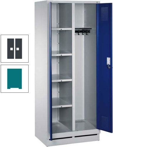 Mehrzweckschrank, Doppeltüren, Füße, 2 Abteile a 300 mm, Korpus anthrazitgrau, Tür anthrazitgrau, 1.800 x 600 x 500 mm (HxBxT)