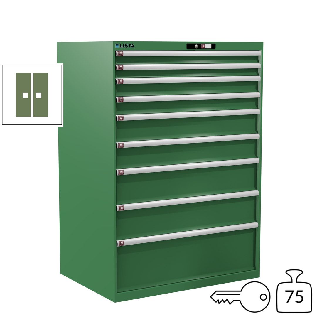 Lista Schubladenschrank - 12.550.010 - 1.450x1.023x725 mm (HxBxT) - 9 Schubladen - 200 kg - Key Lock - lichtblau (RAL 5012)