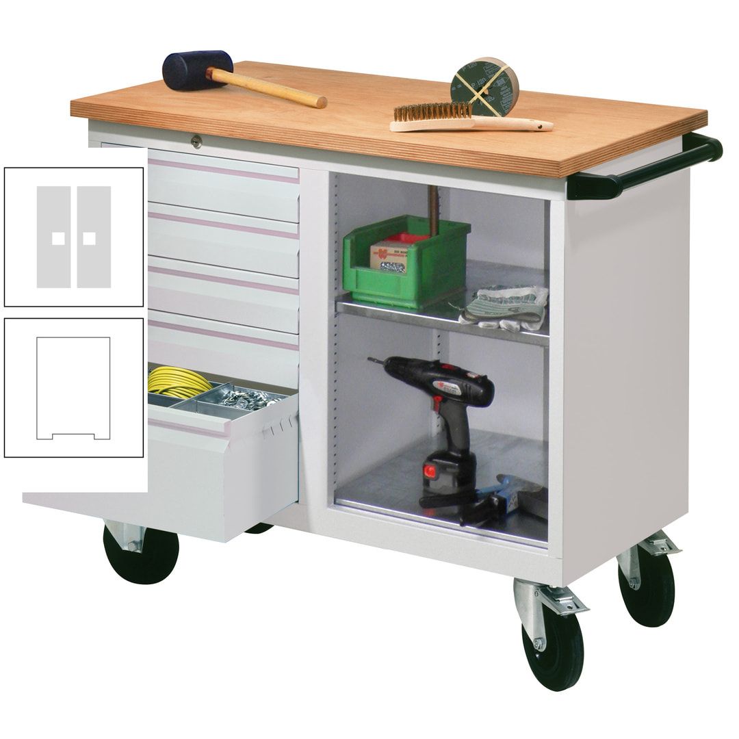 Mobile Werkbank - Werkstattwagen - 915 x 1.090 x 600 mm - 5 Schubladen und Ablagefach - anthrazitgrau