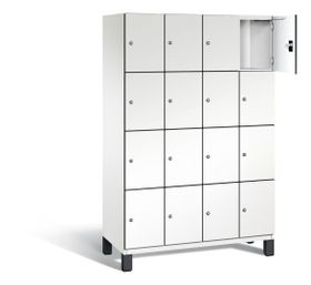 Fächerschrank, Stahlschrank, 16 Fächer, Türöffnungsbegrenzer, mit Füßen, Korpus lichtgrau, Tür wählbar, 1.980 x 1.200 x 525 mm (HxBxT)