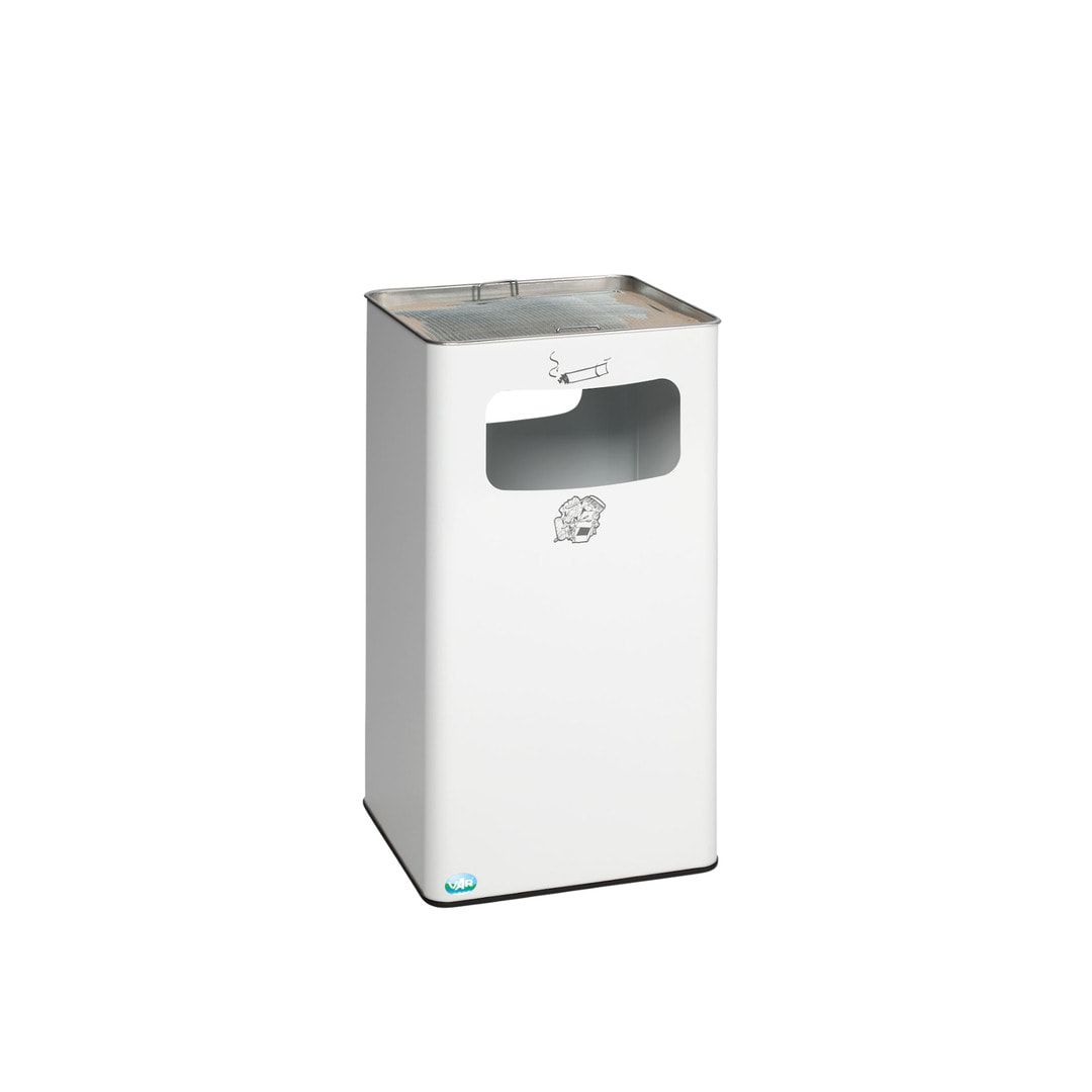 Abfallsammler mit Ascher - viereckig - Volumen 96 l - 755 x 430 x 430 mm (HxBxT) - Antik silber