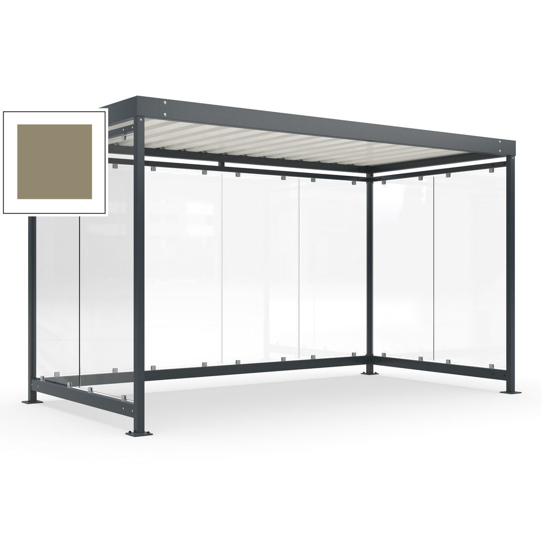 Fahrradunterstand, Fahrgastunterstand, Bushaltestelle, Bausatz, 12-13 Personen, 2.510 x 4.195 x 2.165 mm (HxBxT), 8 Wände, Achatgrau