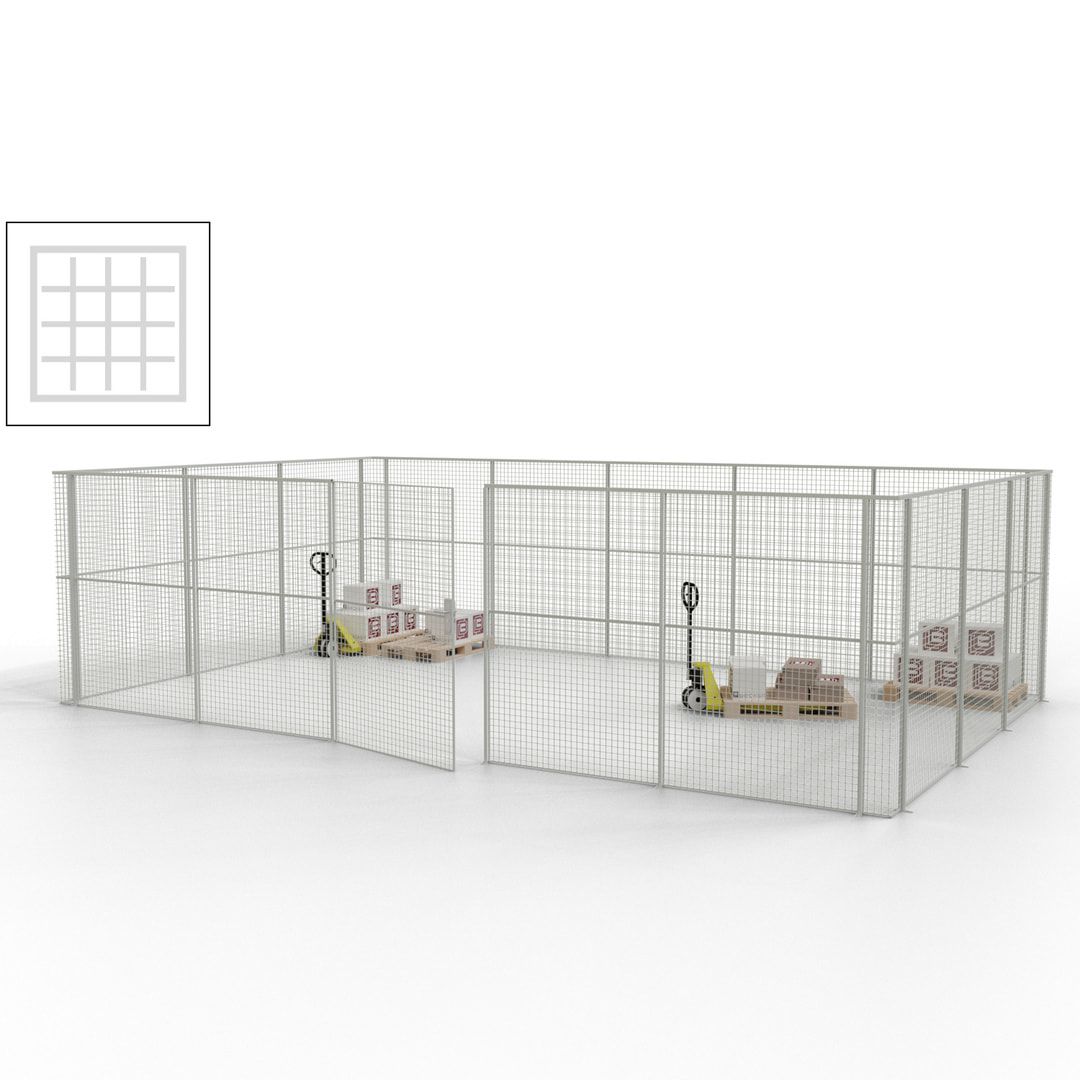 Maschinen Schutzgitter - Hallentrennwand - Sicherheitszaun - Tür - 22 m - 2.200 x 7.900 x 4.900 mm (HxBxT) - enzianblau