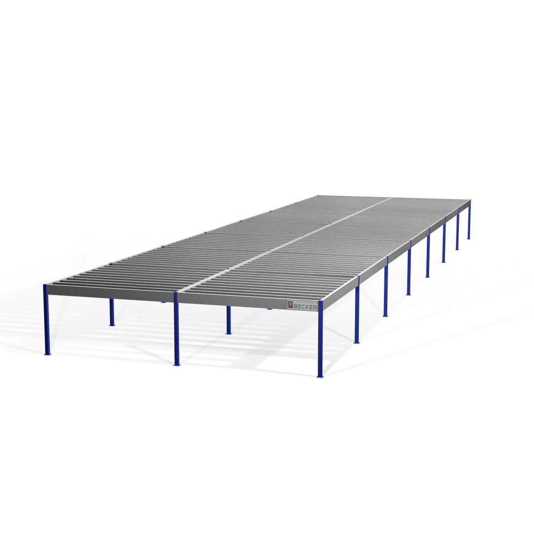 Lagerbühne - 2.100 x 10.000 x 10.000 mm (HxBxT) - 250 kg/qm - mit Böden - Perlweiß (RAL 1013)