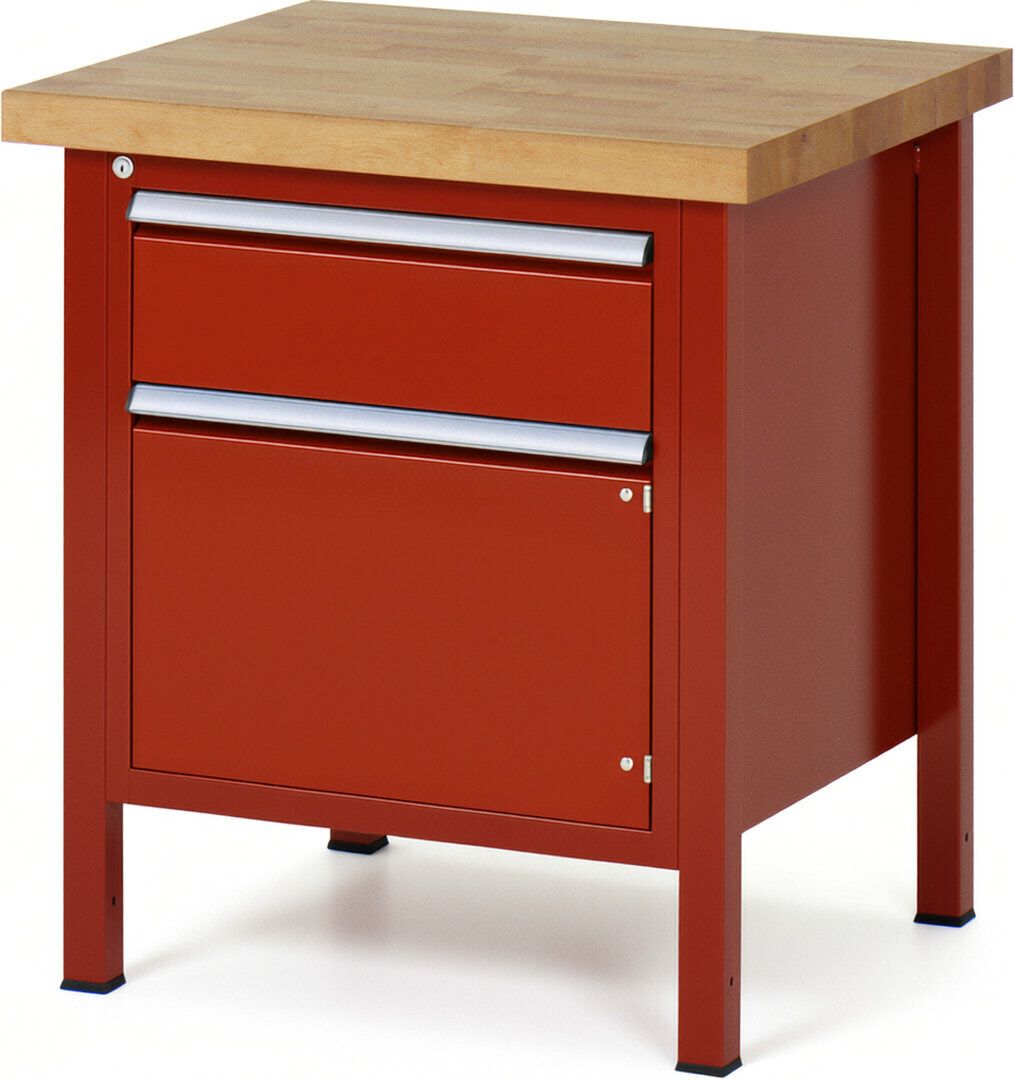 Werkbank, 1 Schrank - 1 Schublade - Teilauszug - 180:1 - Höhe 840-1.040 mm - 750 x 700 mm - 1.250 kg - Buche - Anthrazitgrau