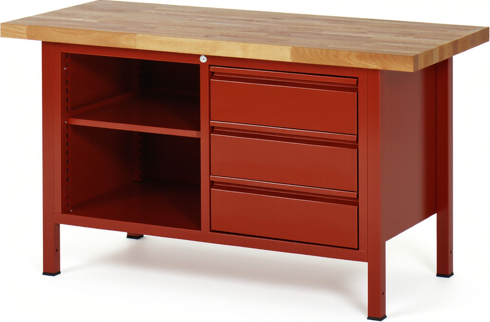 Werkbank - 3 Schubladen - 180:3 - höhenverstellbar 840 - 1.040 mm - 1.500 x 700 mm (BxT) - Traglast 1.250 kg - Buche - Anthrazitgrau