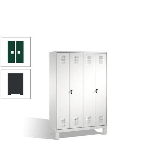 Doppel-Spind, Doppeltüren, Garderobenschrank mit Füßen, 4 Abteile a 300 mm, Korpus anthrazitgrau, Tür anthrazitgrau, 1.850 x 1.200 x 500 mm (HxBxT)
