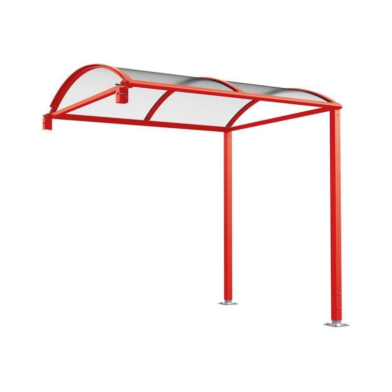 Fahrradunterstand, Fahrradüberdachung, Erweiterung, LED Beleuchtung, 2.635 x 2.500 x 2.090 mm (HxBxT), auf Bodenplatten, Regenrinne, Farbe enzianblau