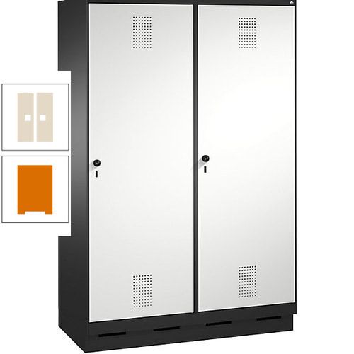 Doppel-Spind, Garderobenschrank, 2 Türen für 4 Abteile a 300 mm, Korpus anthrazitgrau, Türen anthrazitgrau, 1.800 x 1.200 x 500 mm (HxBxT)