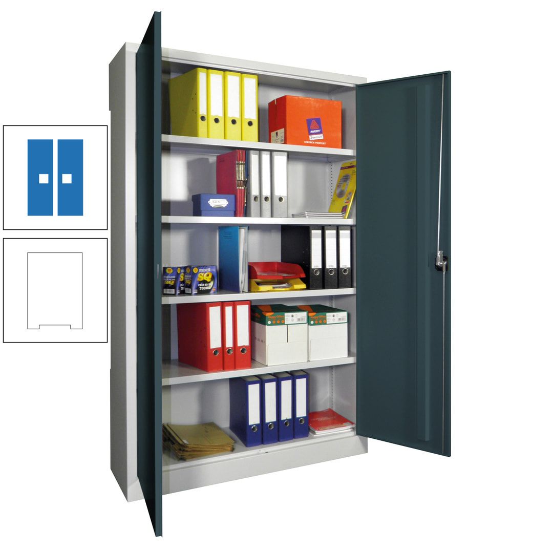 Aktenschrank - Vollblechtüren - 1.950x1.200x400 mm (HxBxT) - 4 Einlegeböden verzinkt - Zylinderschloss - anthrazitgrau