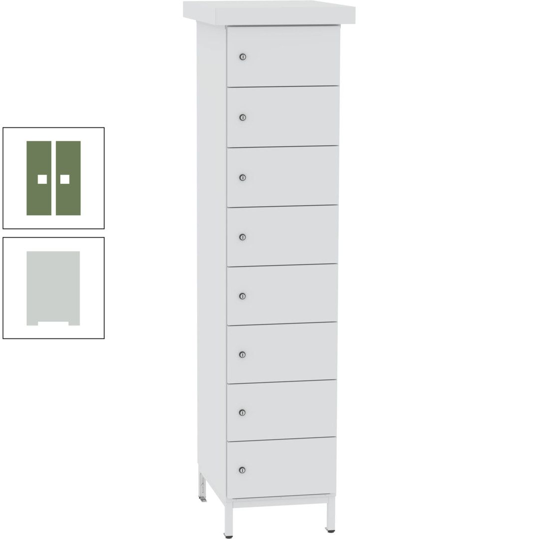 Akkuschrank, Batterieladeschrank, 8 Fächer, Schutzart IP54, Schuko, 1.855 x 400x 570 mm (HxBxT), Korpusfarbe anthrazitgrau, Frontfarbe anthrazitgrau