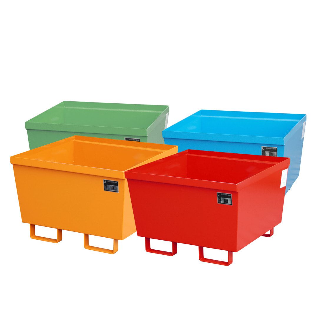 Ineinander stapelbare Auffangwanne - Stahl - 229 l Volumen - Breite 800 mm - feuerrot